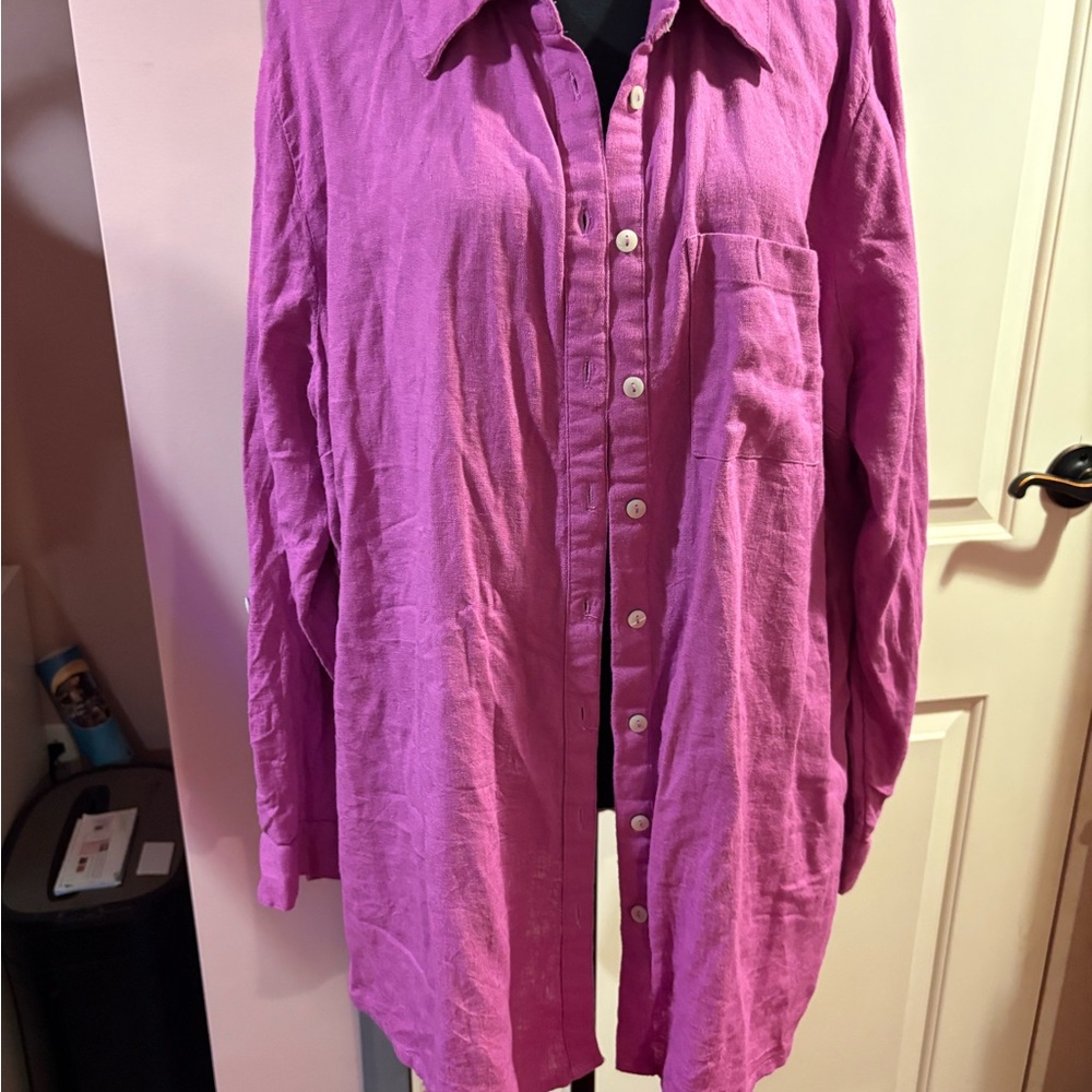 Vibrant Fuchsia Button-Up Blouse